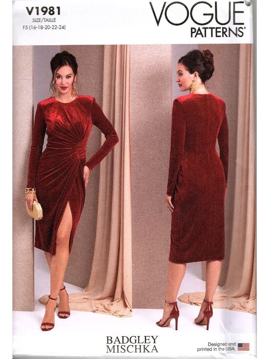 Vogue Other - Vogue V1981 Misses 16 to 24 Badgley Mischka Designer Dress Uncut Sewing Pattern